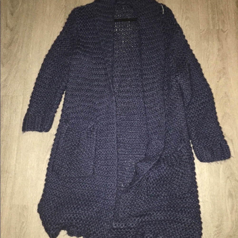 Nasty Gal navy blue long cardigan
